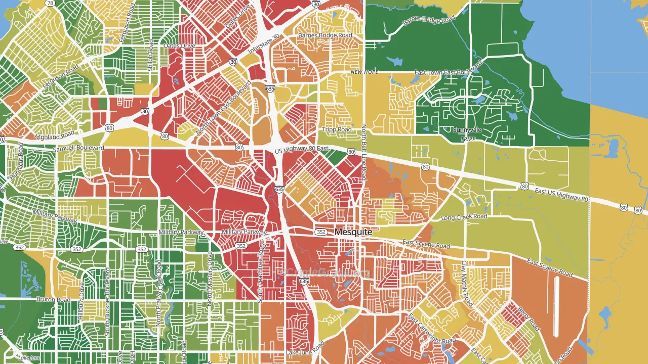 Mesquite, TX Map of Murder Rates