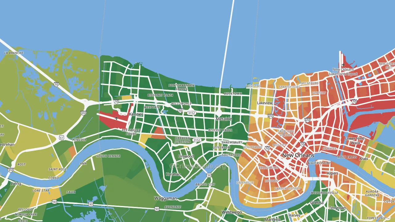 Metairie, LA Map of Murder Rates