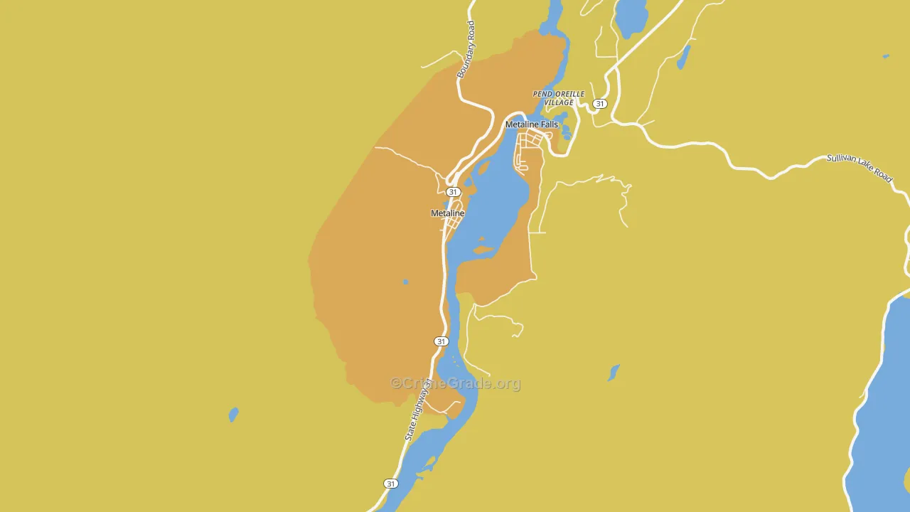 Metaline, WA Map of Murder Rates