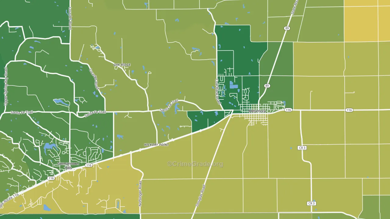 Metamora, IL Map of Murder Rates