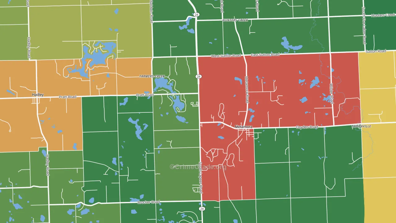 Metamora, MI Map of Murder Rates