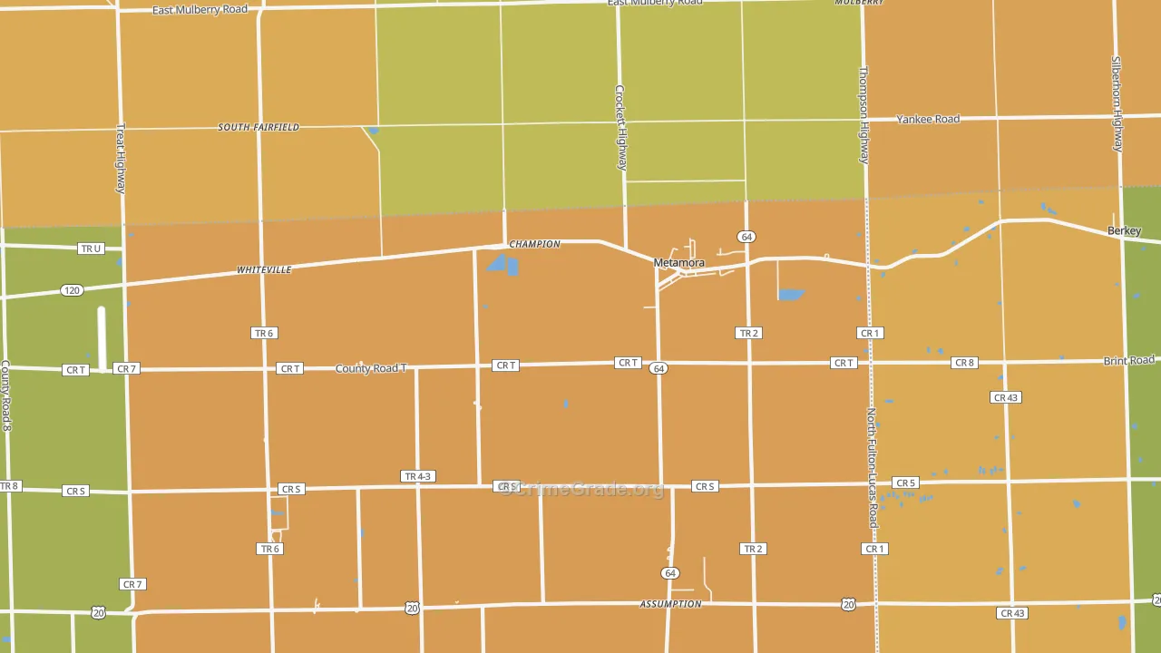 Metamora, OH Map of Murder Rates