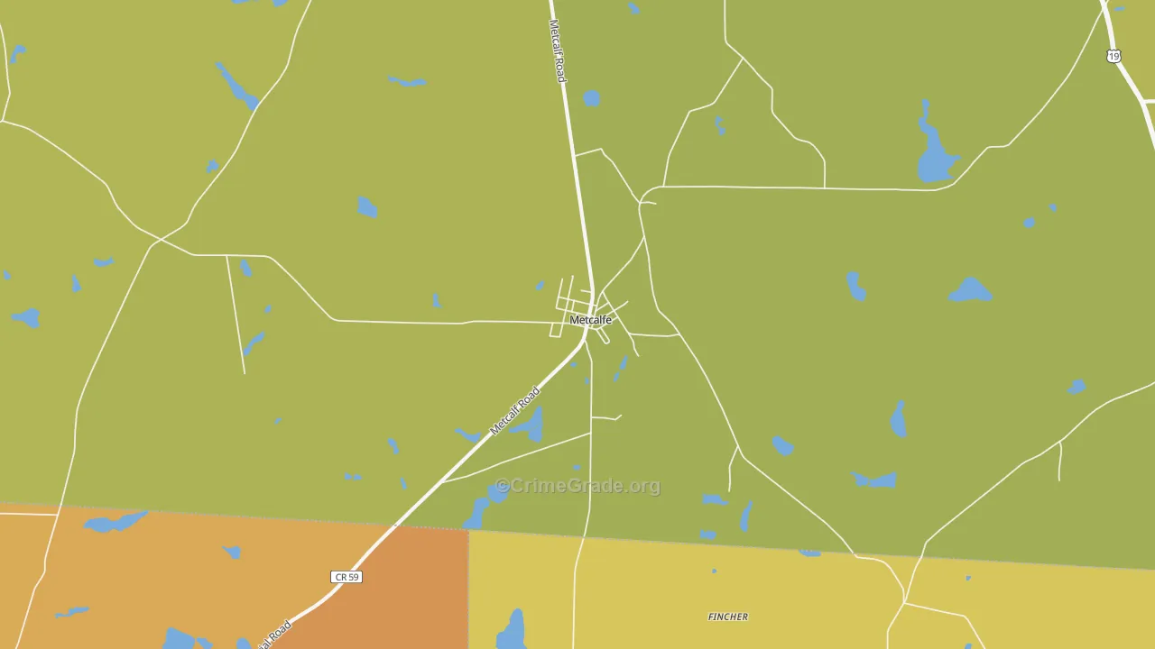 Metcalf, GA Map of Murder Rates