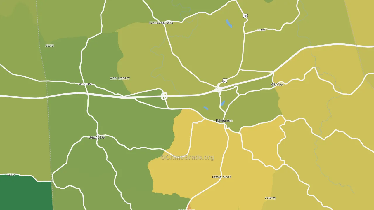 Metcalfe County, KY Map of Murder Rates