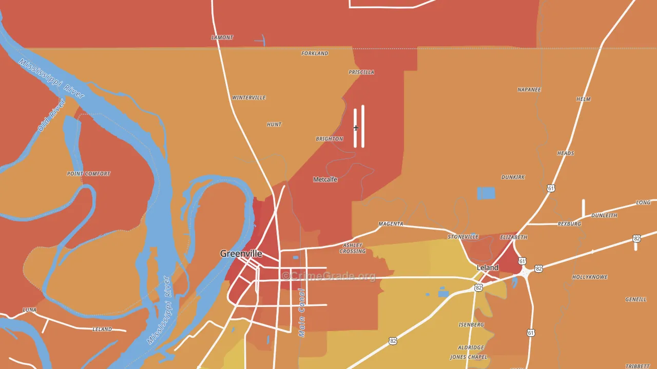 Metcalfe, MS Map of Murder Rates