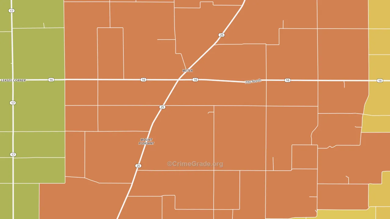Metea, IN Map of Murder Rates