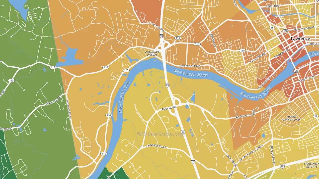 Methuen, MA Map of Murder Rates