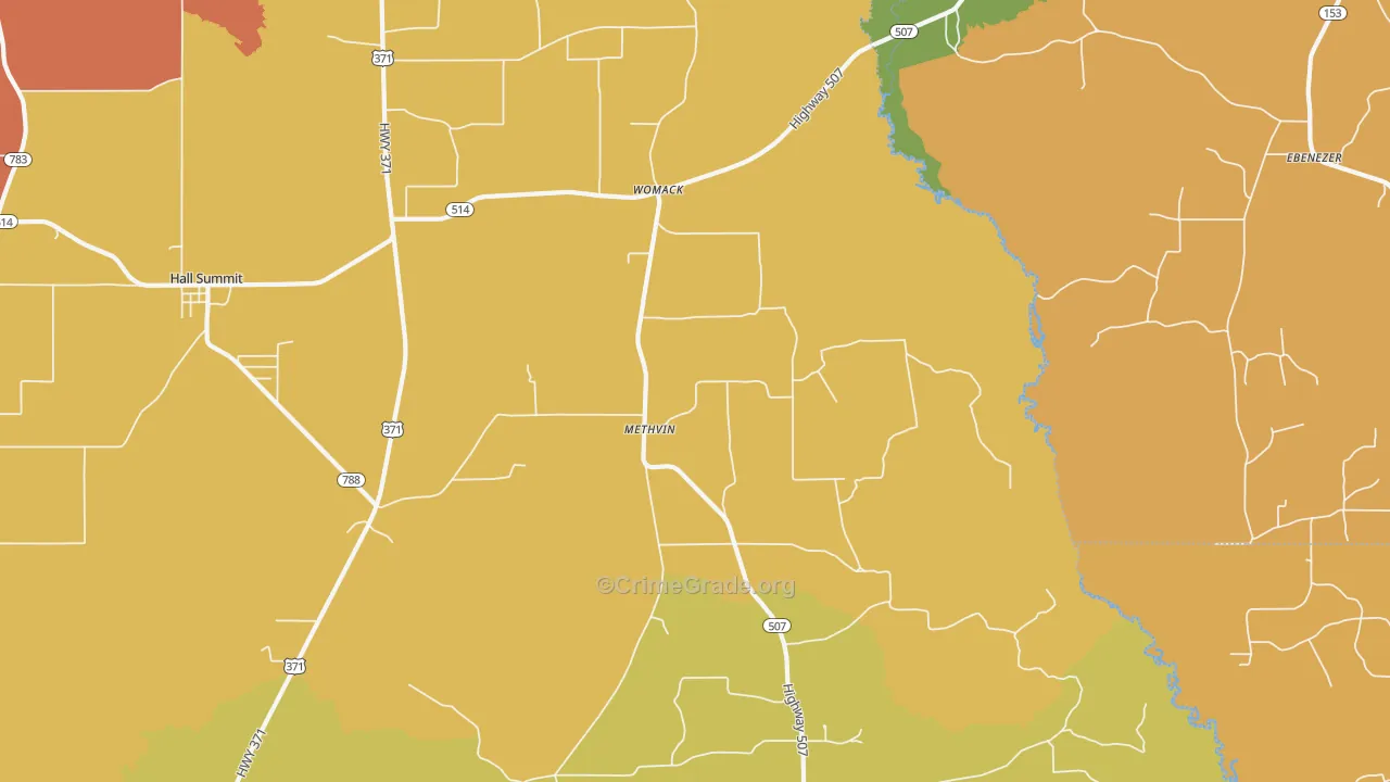Methvin, LA Map of Murder Rates
