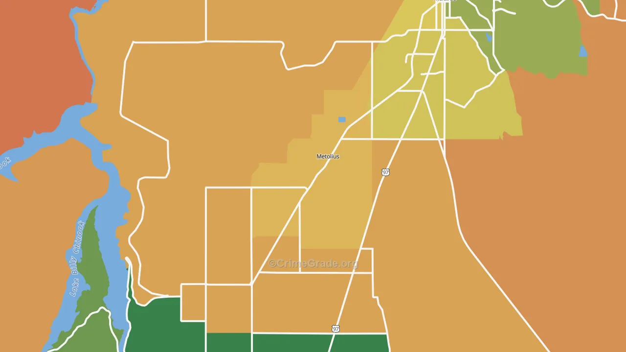 Metolius, OR Map of Murder Rates