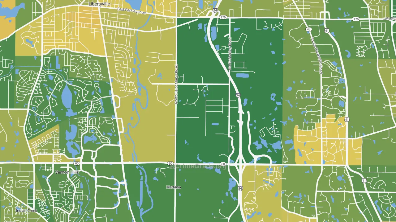 Mettawa, IL Map of Murder Rates