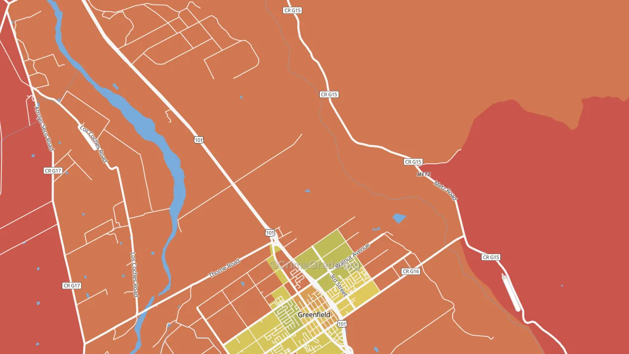 Metz, CA Map of Murder Rates