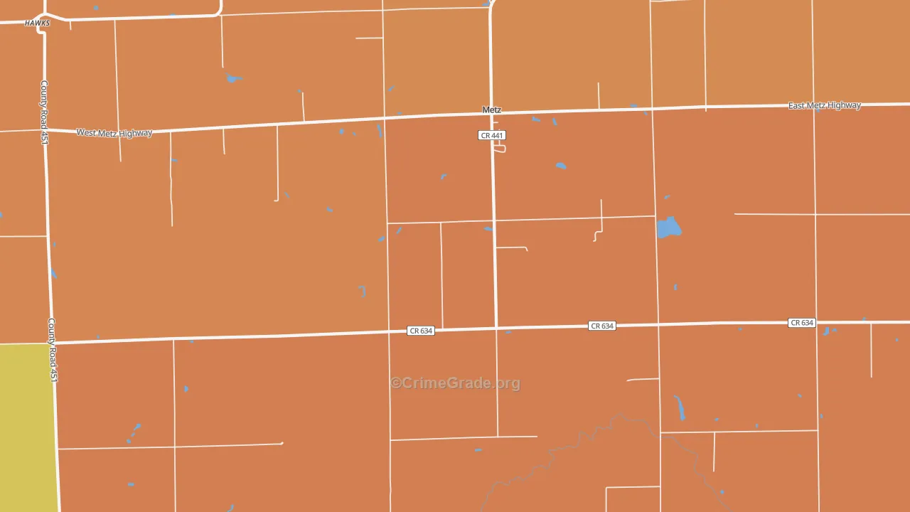 Metz, MI Map of Murder Rates