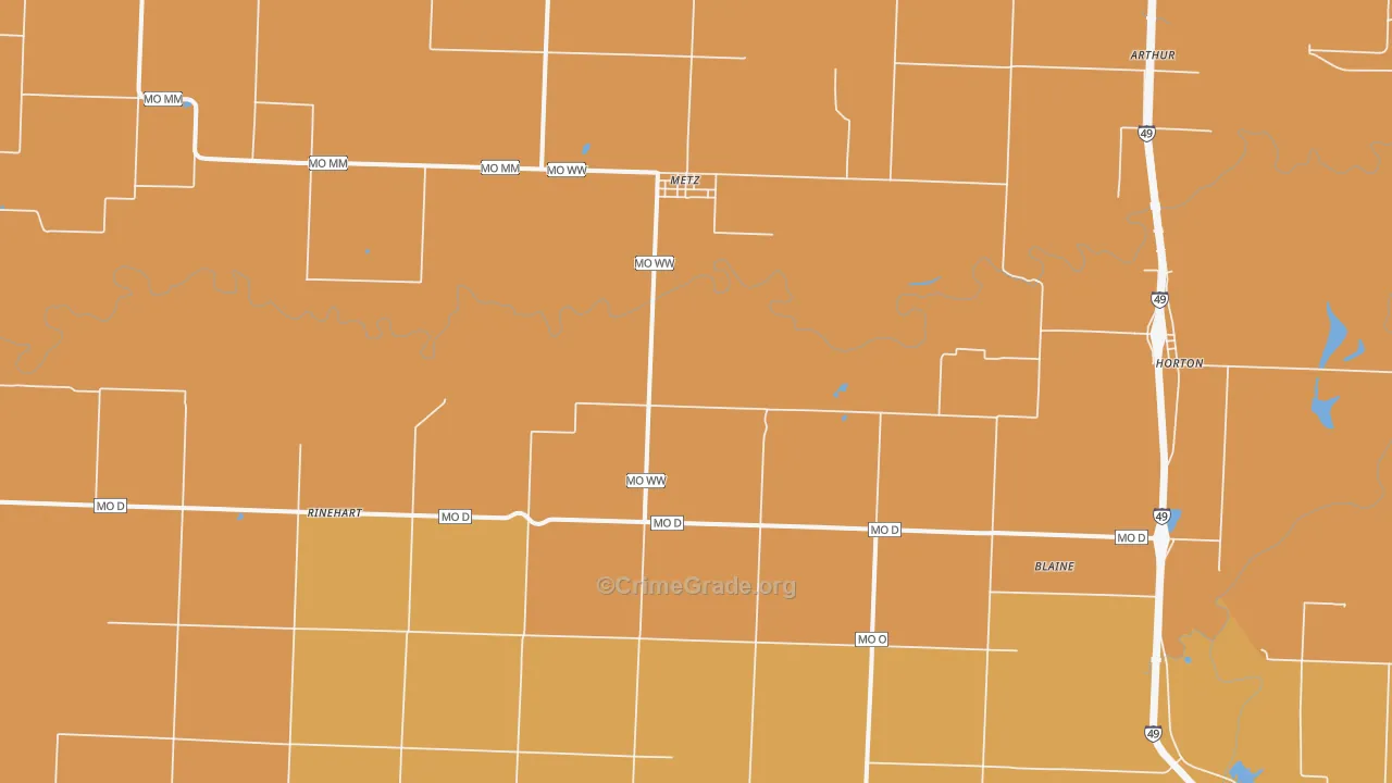 Metz, MO Map of Murder Rates