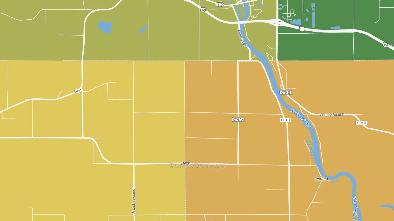 Metz, WI Map of Murder Rates