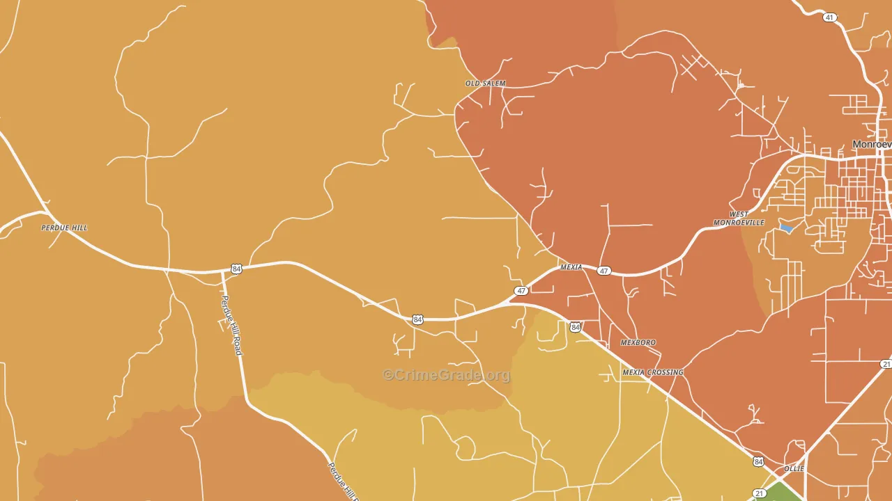 Mexia, AL Map of Murder Rates