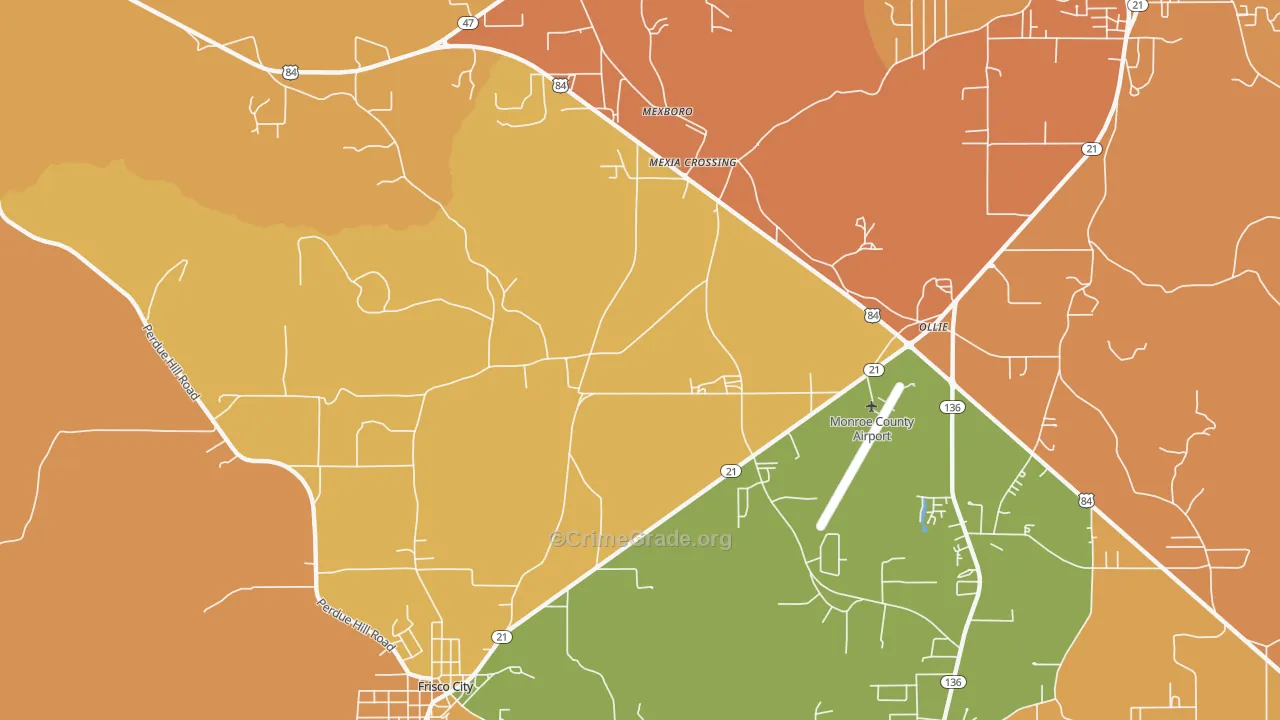 Mexia Crossing, AL Map of Murder Rates