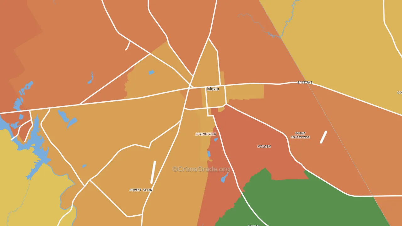 Mexia, TX Map of Murder Rates