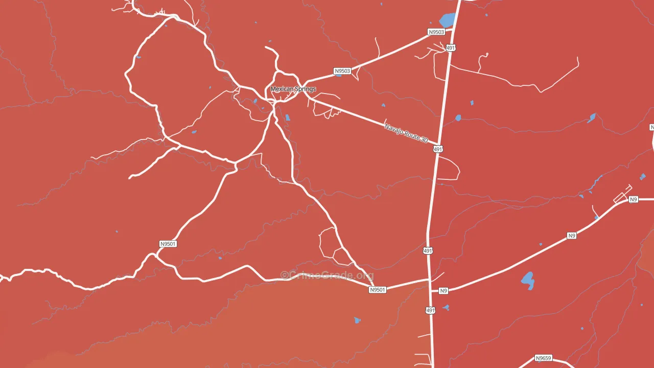 Mexican Springs, NM Map of Murder Rates
