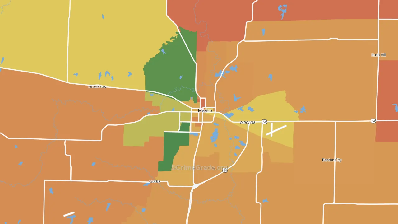 Mexico, MO Map of Murder Rates