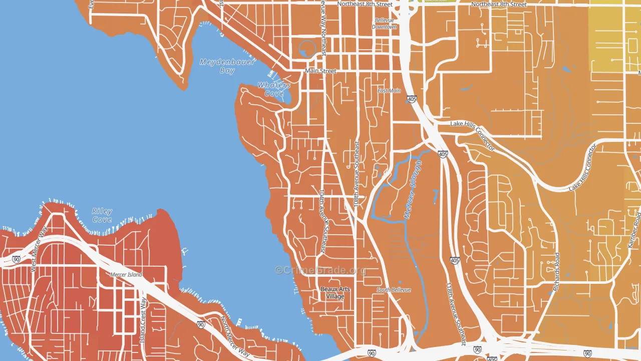 Meydenbauer, Bellevue, WA Map of Murder Rates