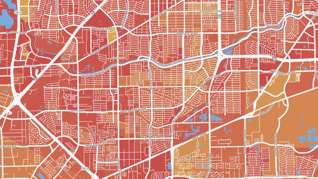Meyerland, Houston, TX Map of Murder Rates