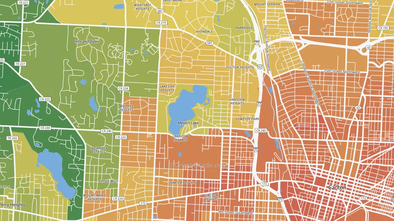 Meyers Lake, OH Map of Murder Rates
