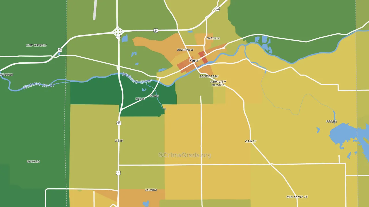 Miami County, IN Map of Murder Rates
