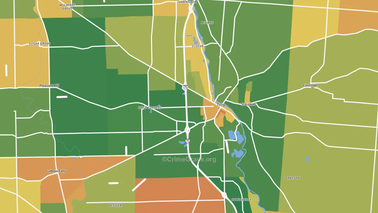 Miami County, OH Map of Murder Rates