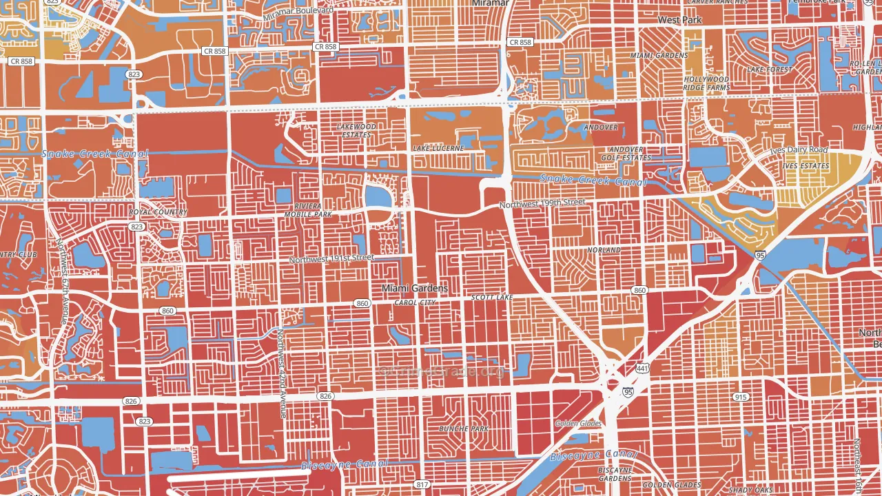 Miami Gardens, FL Map of Murder Rates