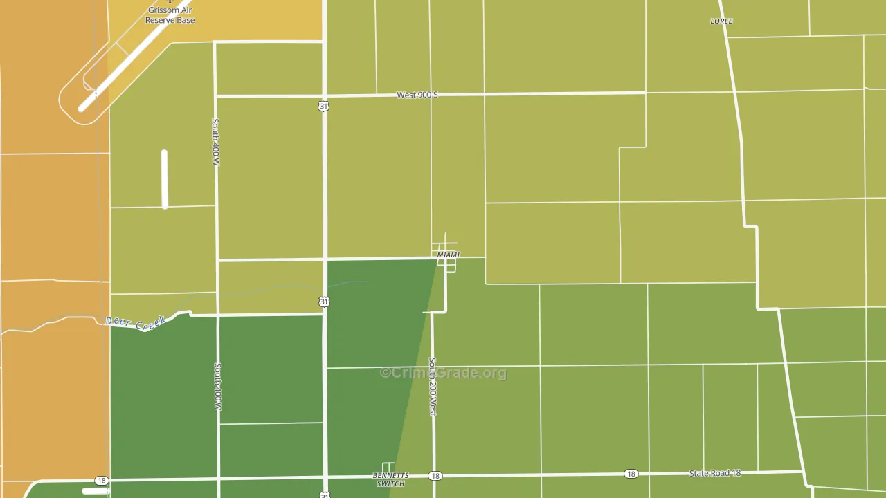 Miami, IN Map of Murder Rates