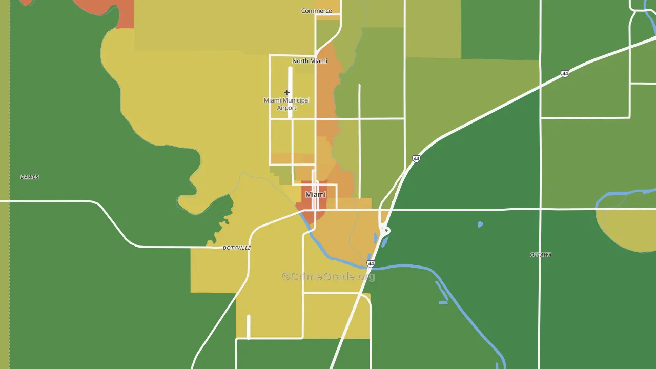 Miami, OK Map of Murder Rates