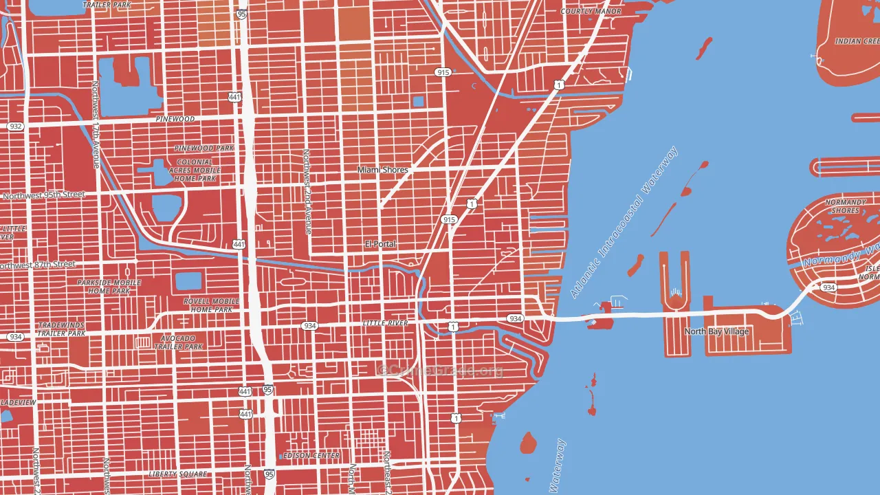 Miami Shores, FL Map of Murder Rates