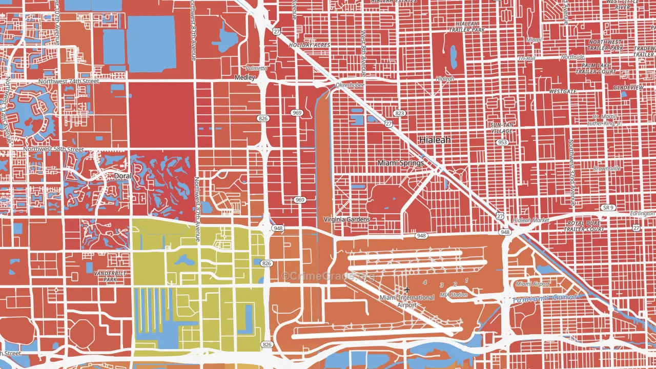 Miami Springs, FL Map of Murder Rates