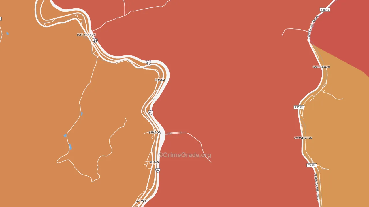 Miami, WV Map of Murder Rates