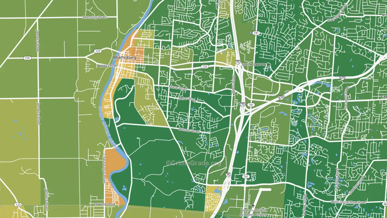 Miamisburg, OH Map of Murder Rates