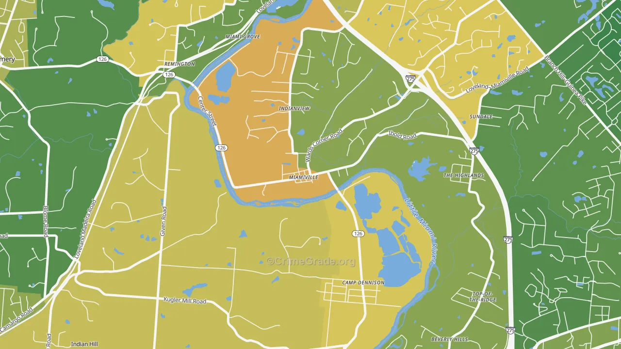 Miamiville, OH Map of Murder Rates