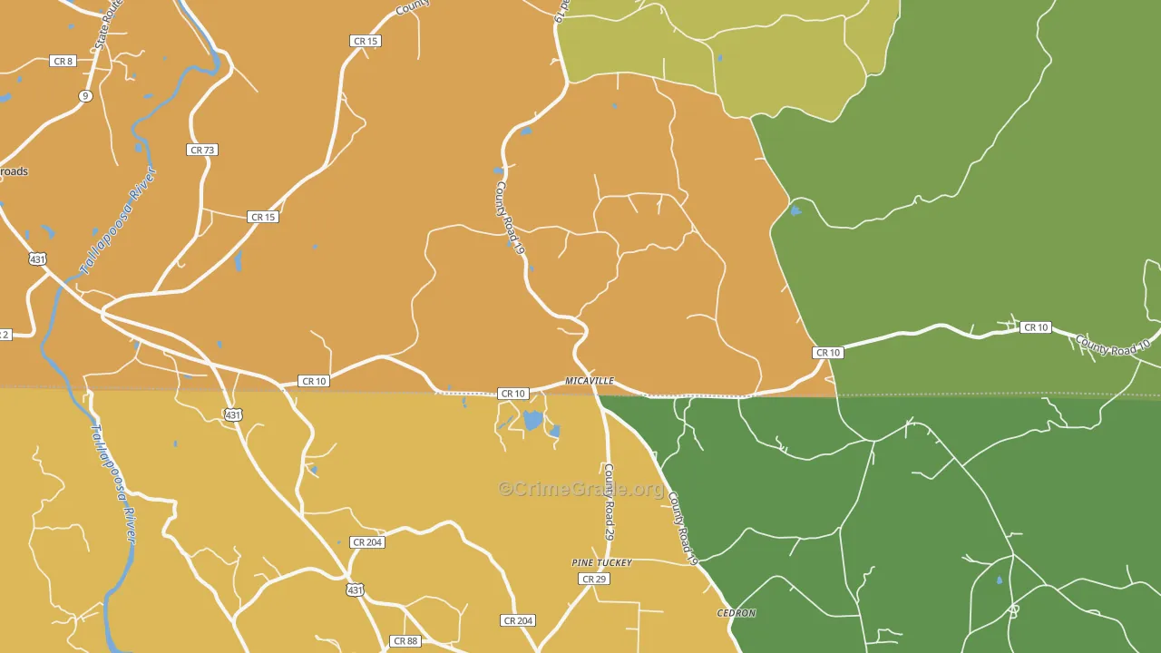 Micaville, AL Map of Murder Rates