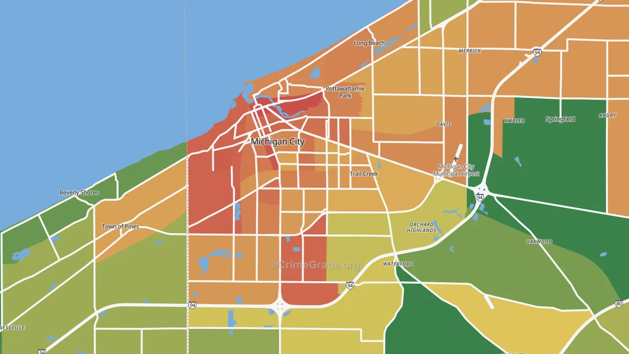 Michigan City, IN Map of Murder Rates