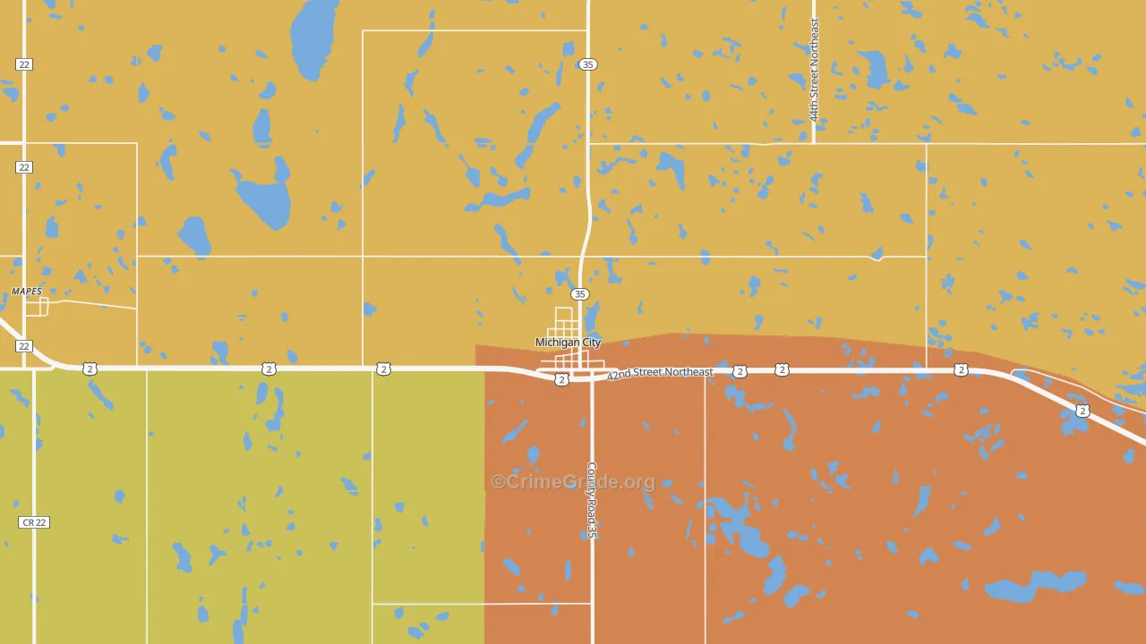 Michigan City, ND Map of Murder Rates