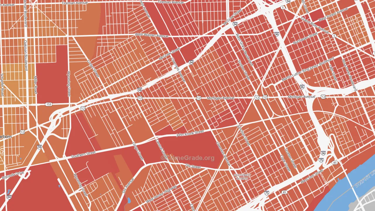 Michigan-Martin, Detroit, MI Map of Murder Rates