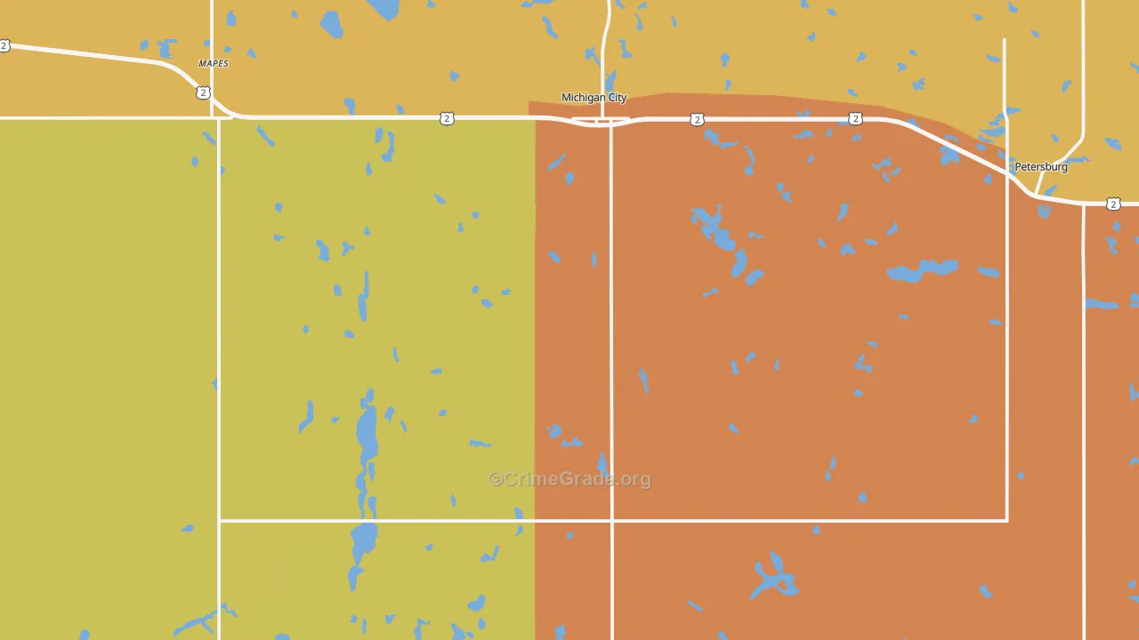 Michigan, ND Map of Murder Rates