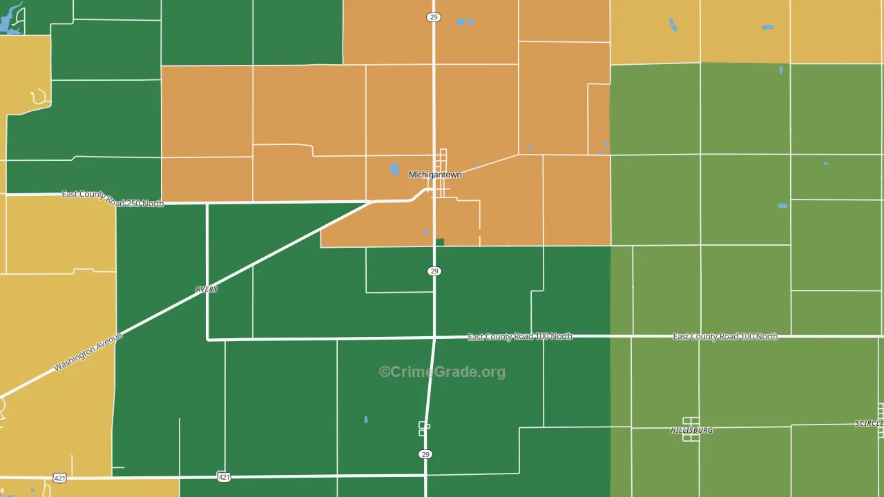 Michigantown, IN Map of Murder Rates