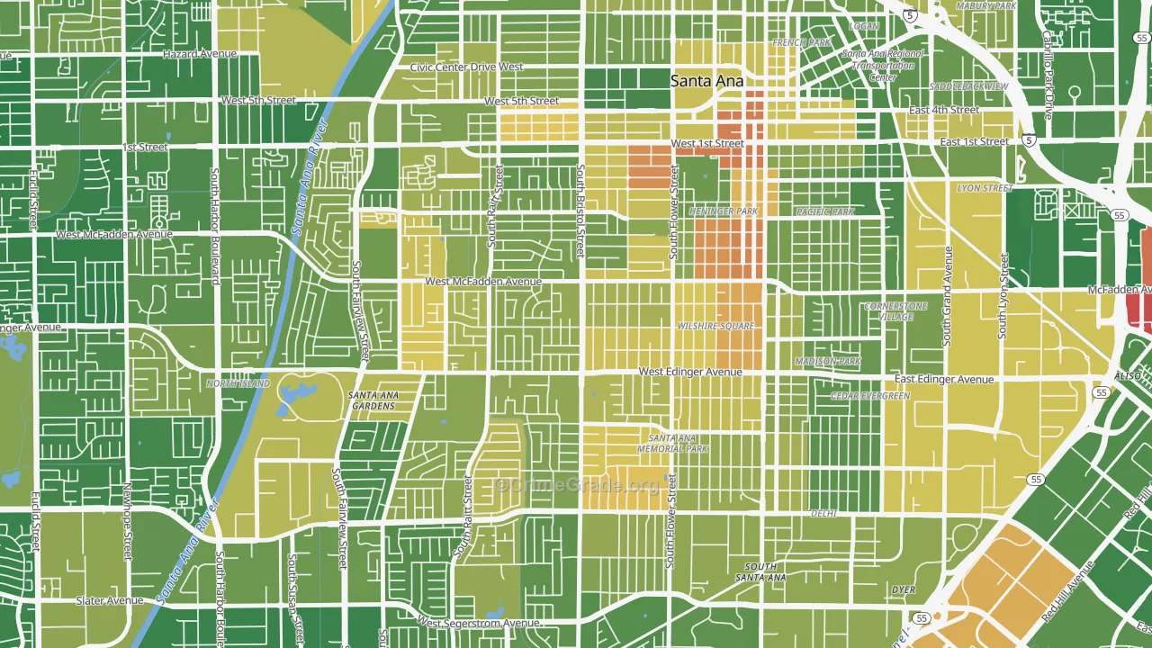 Mid City-Santa Ana, Santa Ana, CA Map of Murder Rates