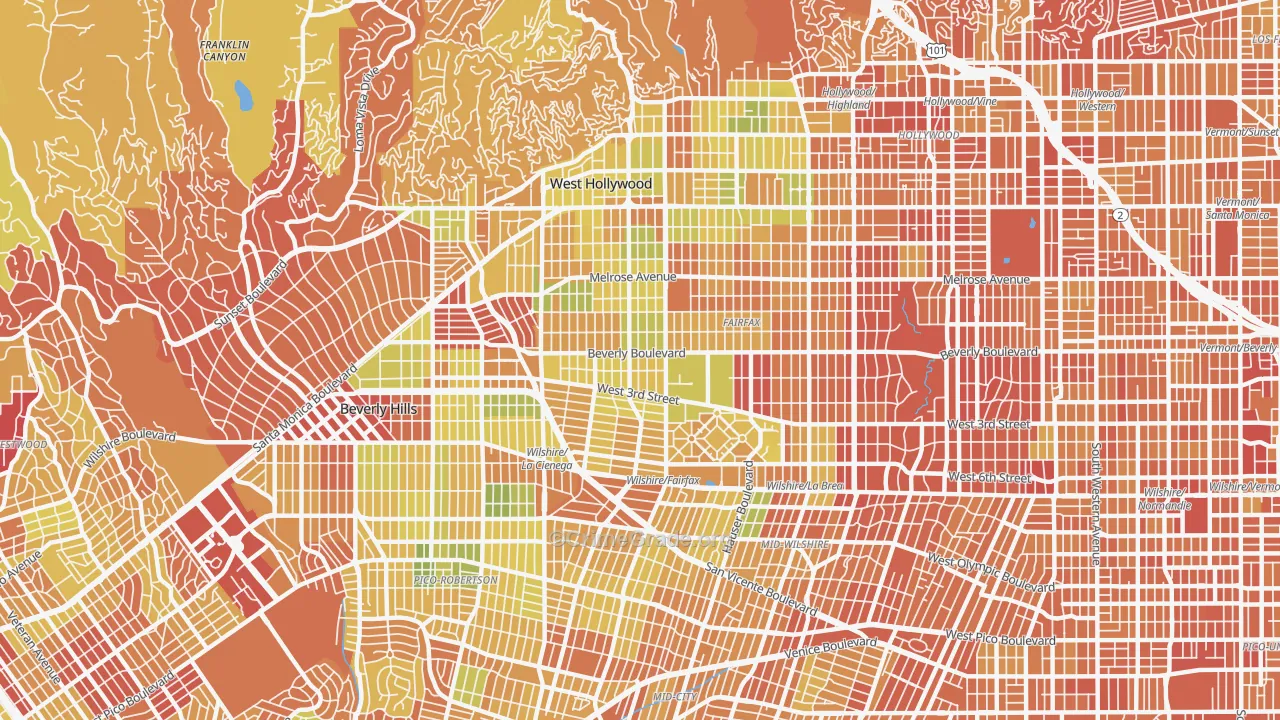 Mid City West, Los Angeles, CA Map of Murder Rates
