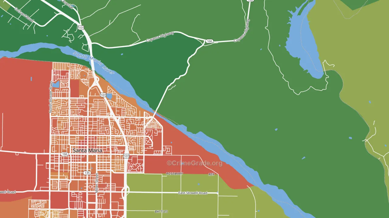 Midco, CA Map of Murder Rates