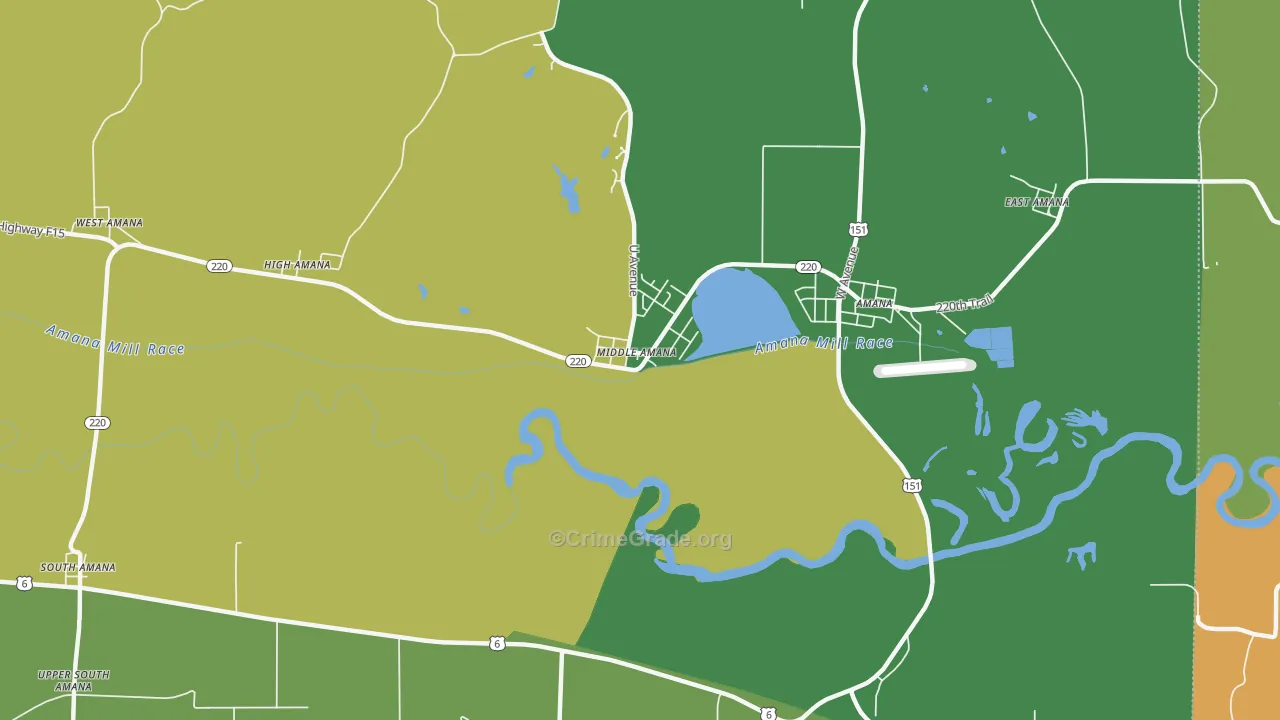 Middle Amana, IA Map of Murder Rates