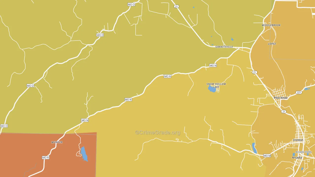 Middle Brook, MO Map of Murder Rates