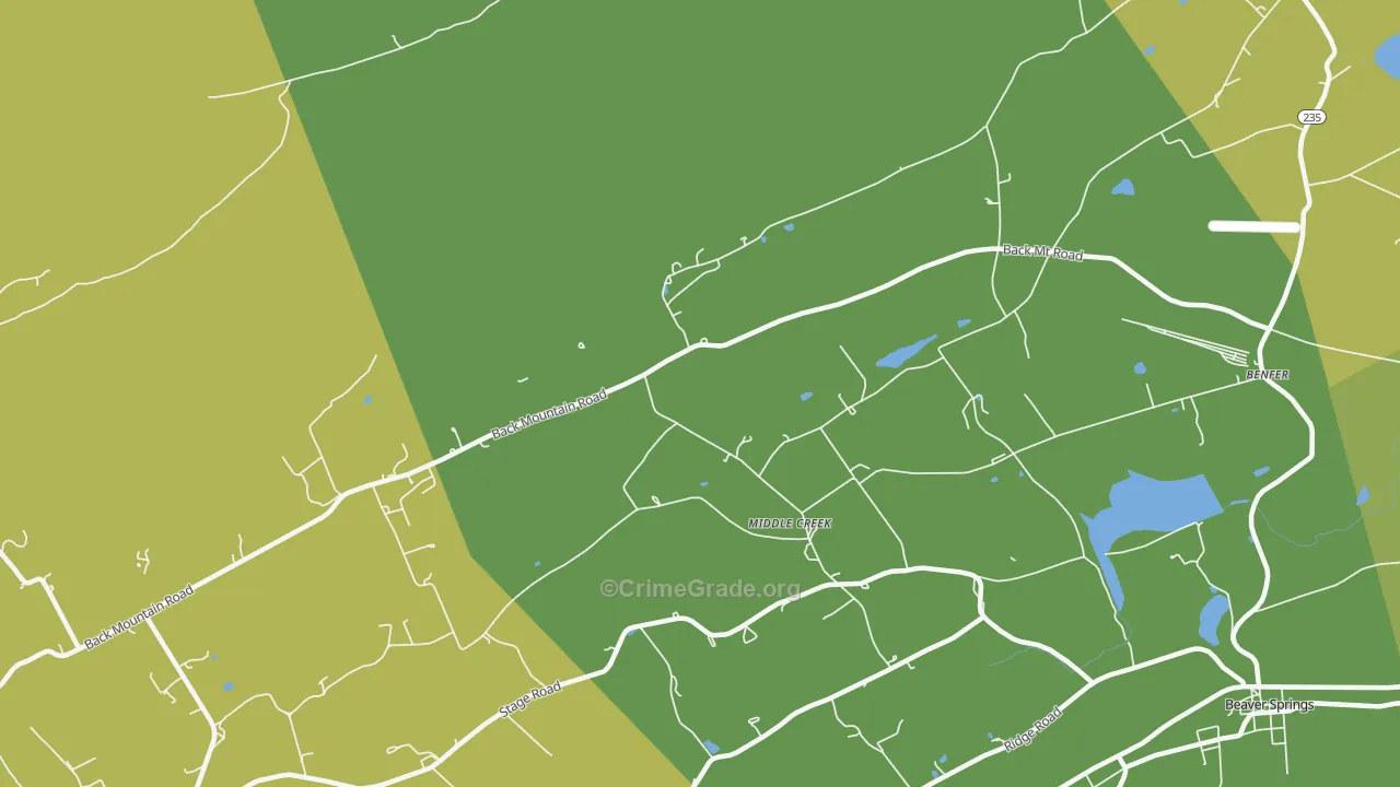 Middle Creek, PA Map of Murder Rates