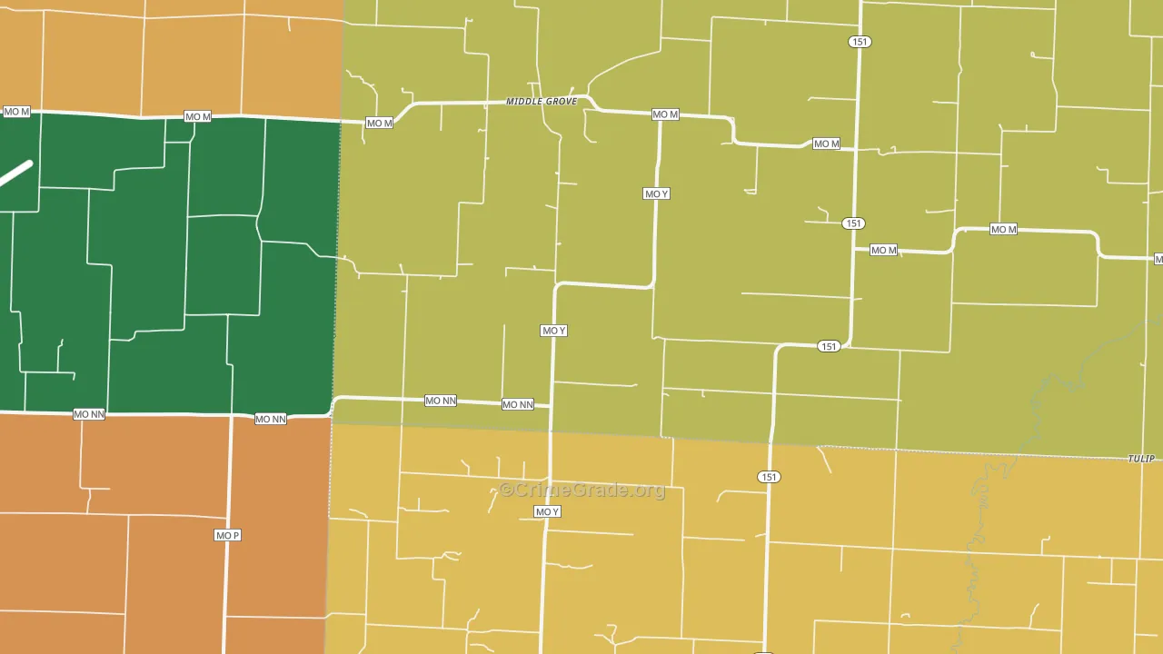 Middle Grove, MO Map of Murder Rates