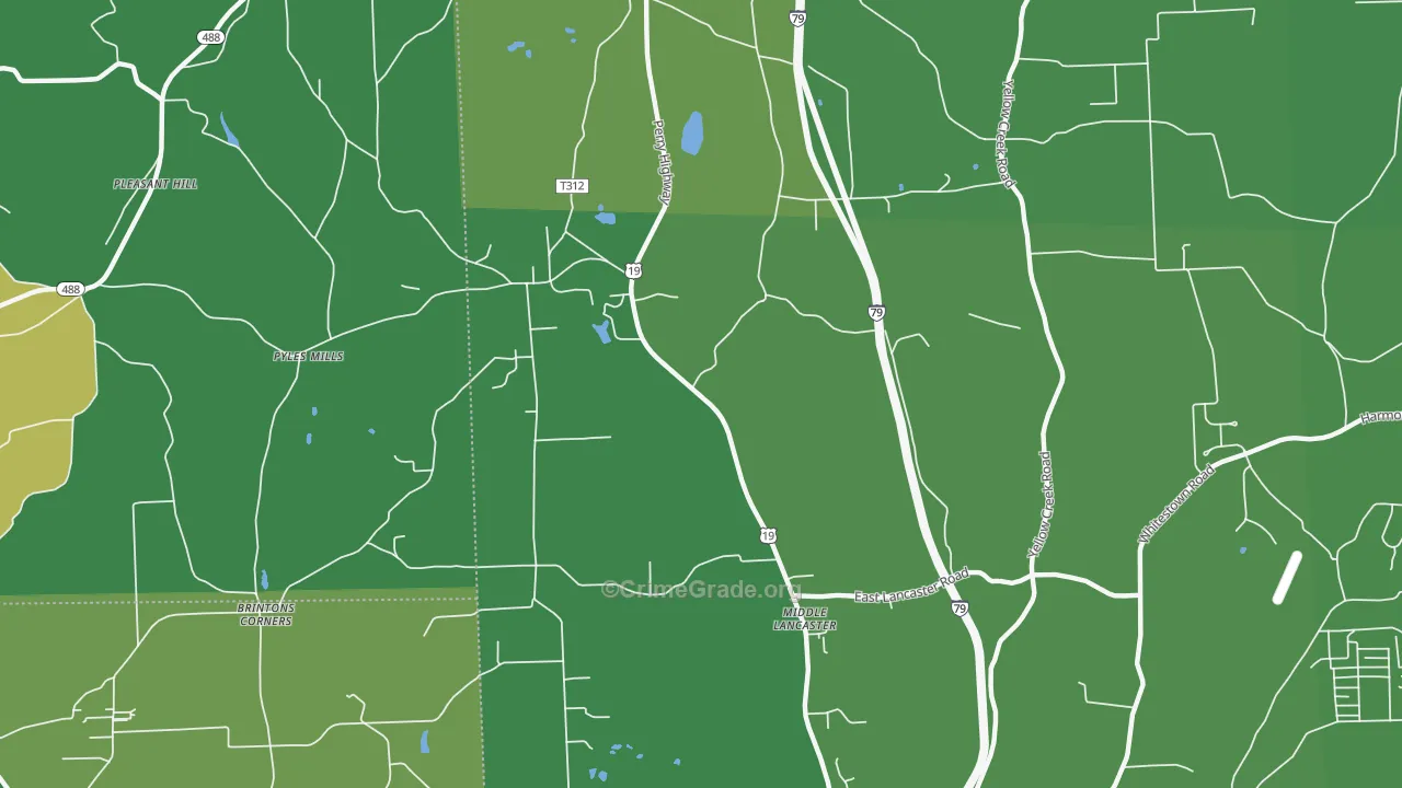 Middle Lancaster, PA Map of Murder Rates